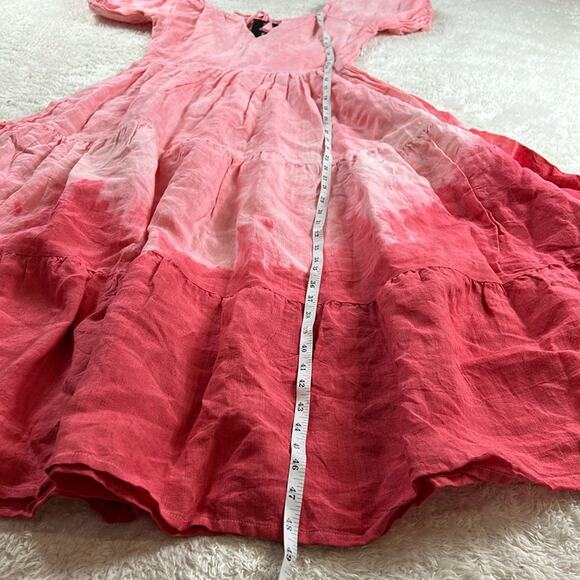Ewamay hand dyed NWT pink hombre tie dye boho peasant Wendy dress, size small - Picture 4 of 7